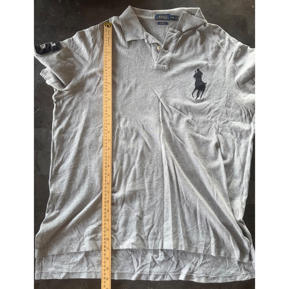 Polo Ralph Lauren Mens XXL Gray Big Pony Custom Fit Short Sleeve Polo Shirt 3 - Picture 10 of 11